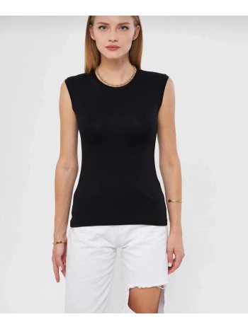 Bisiklet Yaka Kolsuz Badi - Siyah