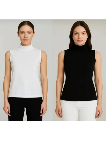 Boğazlı Yaka Kolsuz Badi - 2li Set