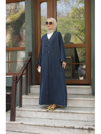 Boydan Çıtçıtlı Abaya - Lacivert