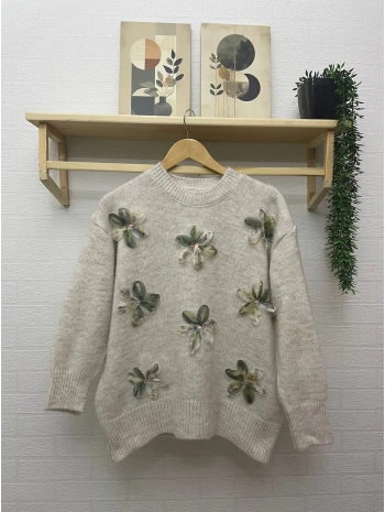 TÜL ÇİÇEKLİ TRİKO KAZAK