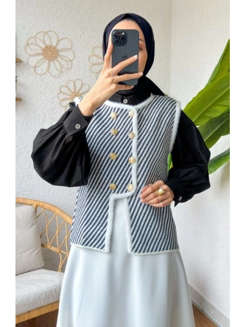 ÇİZGİLİ MUADİL TRİKO YELEK