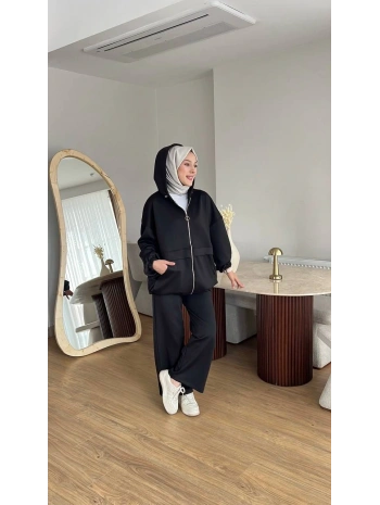 Fermuarlı Spor Takım 2 - Siyah