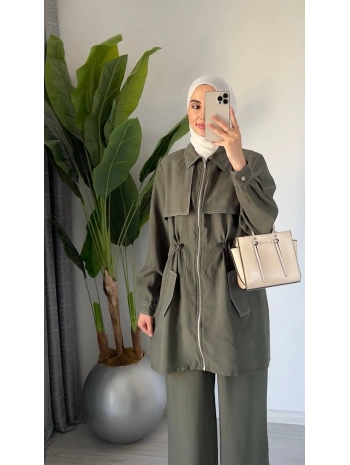 Fermuarlı Spor Takım - Haki