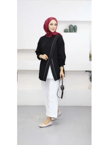 Fermuarlı Viral Sweat - Siyah