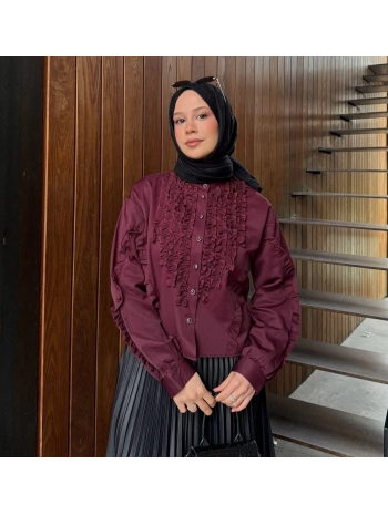 Fırfır Detaylı Kısa Gömlek