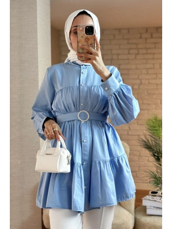 Kemerli Beli Lastikli Tunik