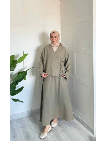 Kimonolu Keten Etekli Takım
