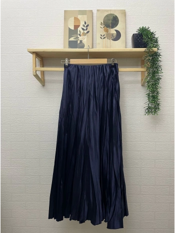 Kraş Saten Etek - Lacivert