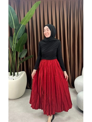 Kraş Yazlık Etek -Kırmızı