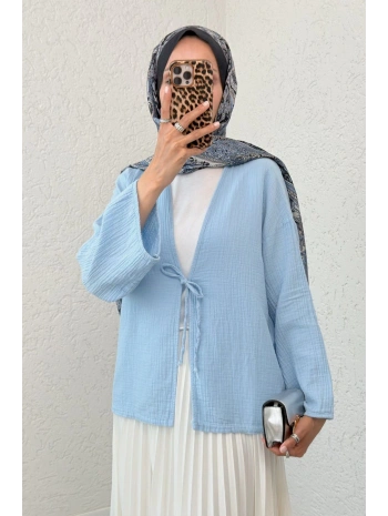 Müslin Kumaş Kimono - Mavi