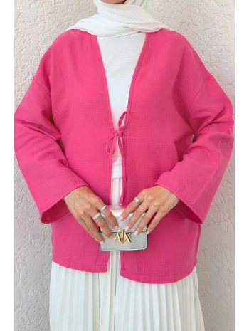Müslin Kumaş Kimono - Pembe