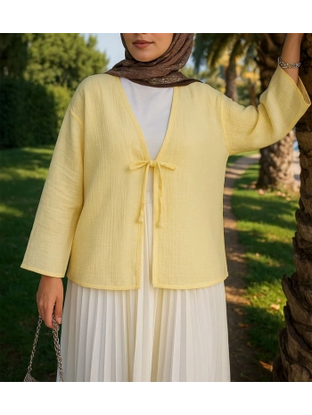 Müslin Kumaş Kimono - Sarı