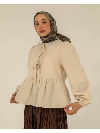 Önden Bağcıklı Kısa Gömlek