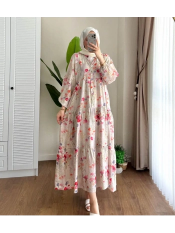 Rana Çiçekli Elbise - Pembe 2