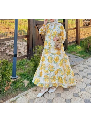 Rana Çiçekli Elbise - Sarı 2
