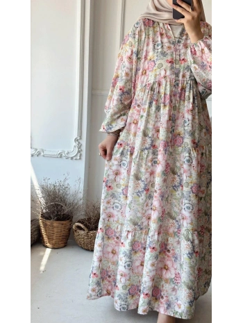 Rana Çiçekli Elbise - Pembe 3