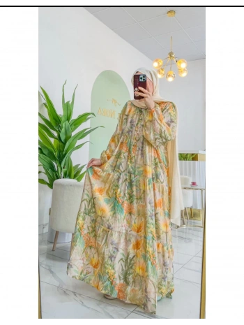 Rana Çiçekli Elbise - Tropikal