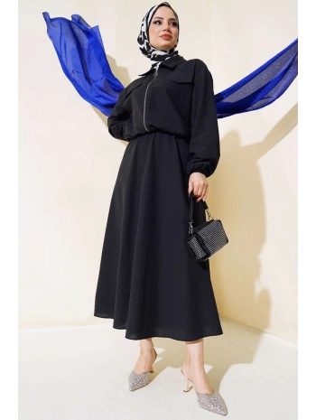 Spor Ceketli Etekli Takım - Siyah