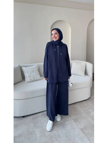 Spor Rahat Fermuarlı Takım - Lacivert