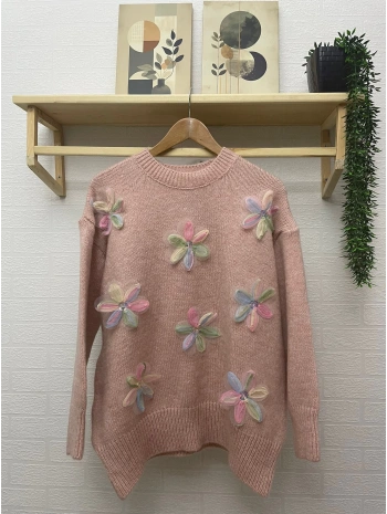 TÜL ÇİÇEKLİ TRİKO KAZAK