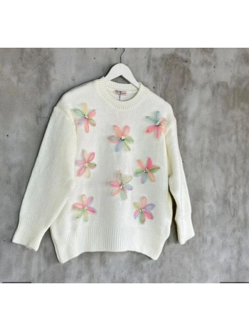 TÜL ÇİÇEKLİ TRİKO KAZAK