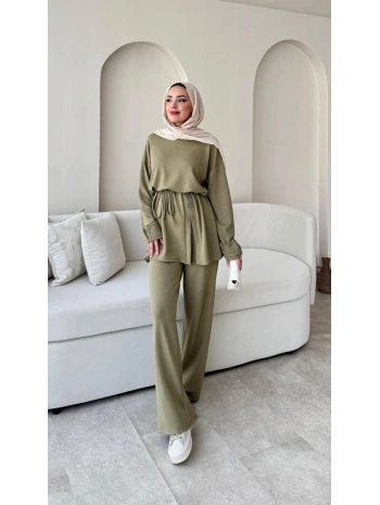 Yandan Düğmeli Takım - Yeşil