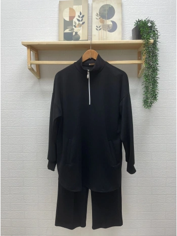 Yarım Fermuarlı Takım - Siyah