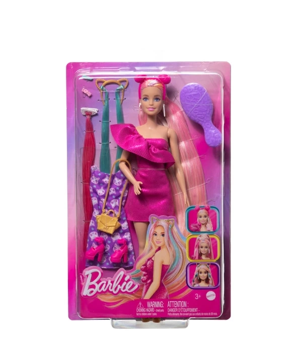 Barbie Upuzun Muhteşem Saçlı Bebekler - Pembe Saçlı Bebek JDC85