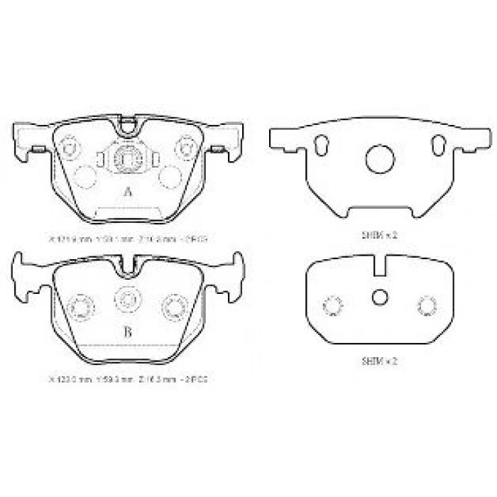 BMW 7 SERI- E66- 05/09; ARKA FREN BALATASI (KABLOSUZ)(DİSK) (121,9X58,1X16,3/123x59,3x16,30)(BRAMAX)