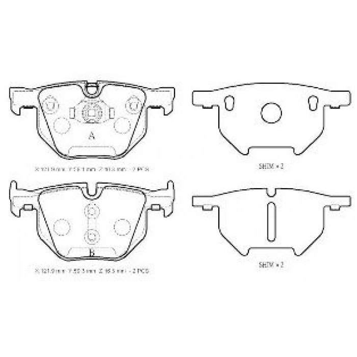 BMW X5- F15- 14/18; ARKA FREN BALATASI (KABLOSUZ)(DİSK)(121.9x58.1x16.3/121.9x59.3x16.3)(BRAMAX)