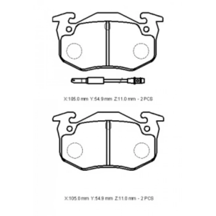 CITROEN XSARA- 98/00; ARKA FREN BALATASI (2 KABLOLU)(DİSK) (105X54,9X11)(BRAMAX)