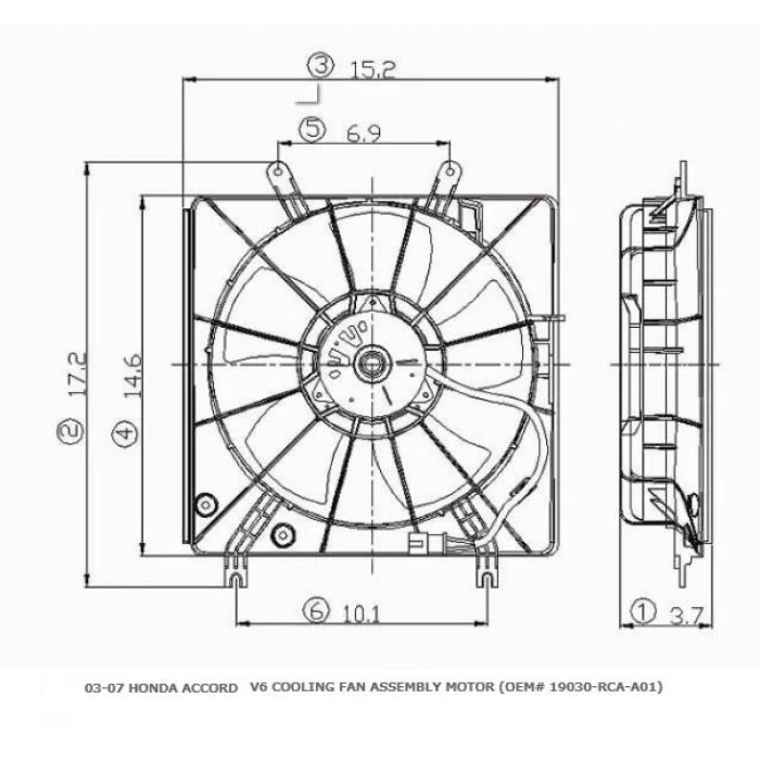 HONDA ACCORD- 03/08; RADYATÖR FAN DAVLUMBAZI KOMPLE PLASTİK (2.4CC) V6 (5KANAT)