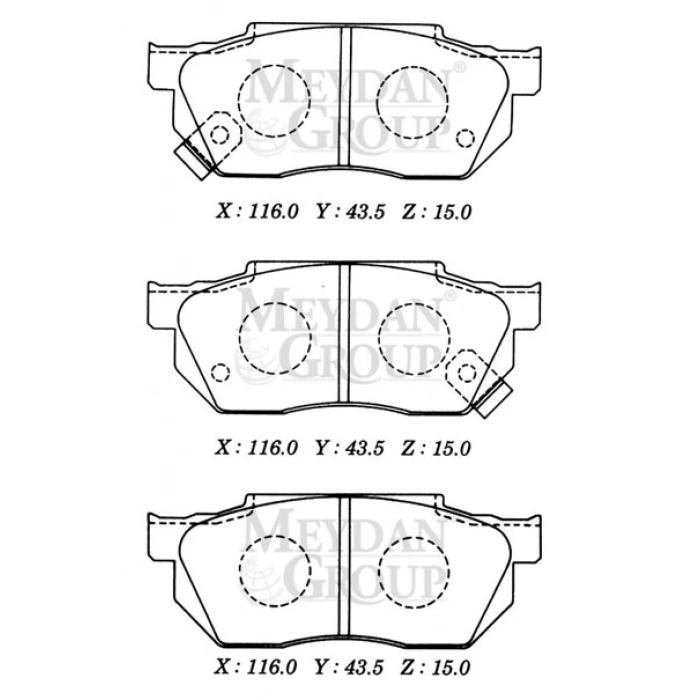 HONDA CIVIC- SD/HB- 92/95; ÖN FREN BALATASI 1.4cc TIRNAKLI TİP (DİSK) (116X43,5X15) (DAIWA)
