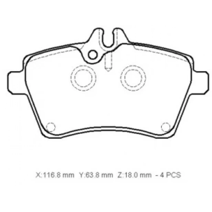 MERCEDES A CLASS- W169- 05/08; ÖN FREN BALATASI (KABLOSUZ)(DİSK)(116.8X63.8X18)(BRAMAX)