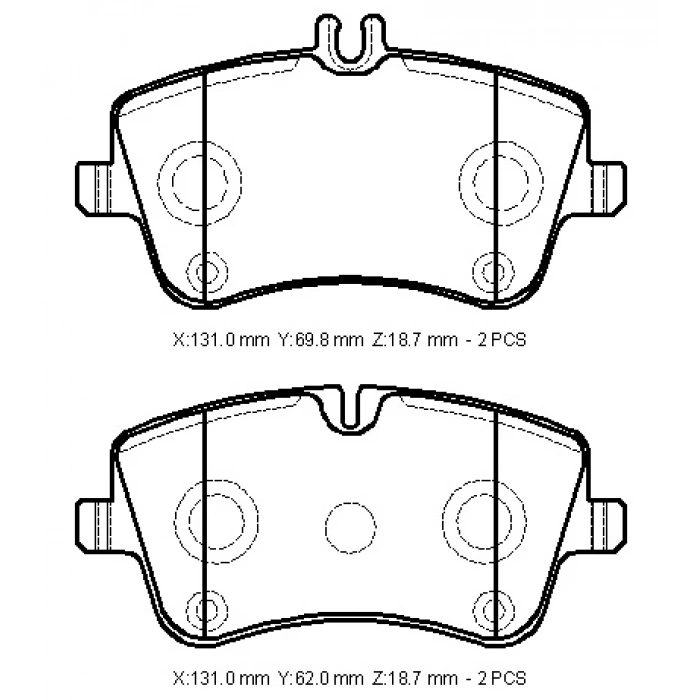 MERCEDES C CLASS- W203- 00/07; ÖN FREN BALATASI (KABLOSUZ)(DİSK)(131X69,8X18,7/131X62X18,7)(BRAM