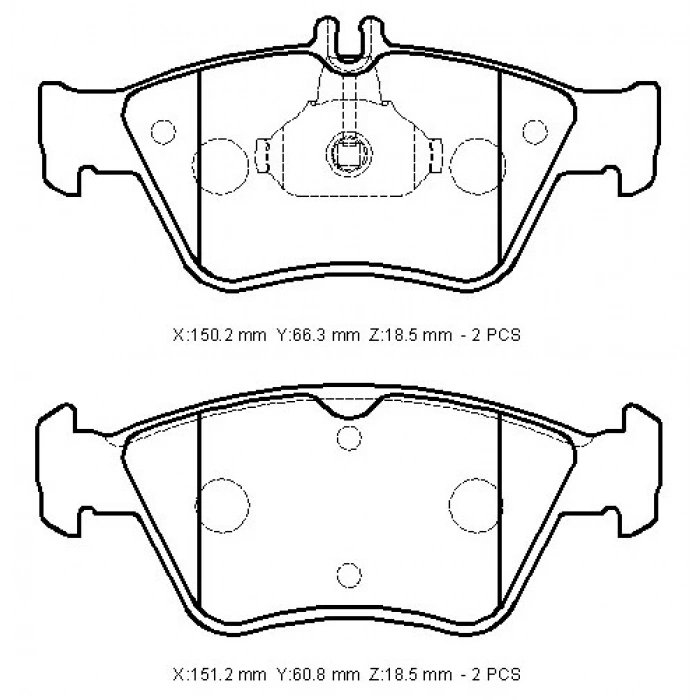 MERCEDES C CLASS- W208- 98/99; ÖN FREN BALATASI (KABLOSUZ)DİSK)150,2X66,3X18,5/151,2X60,8X18,5)BRAMA