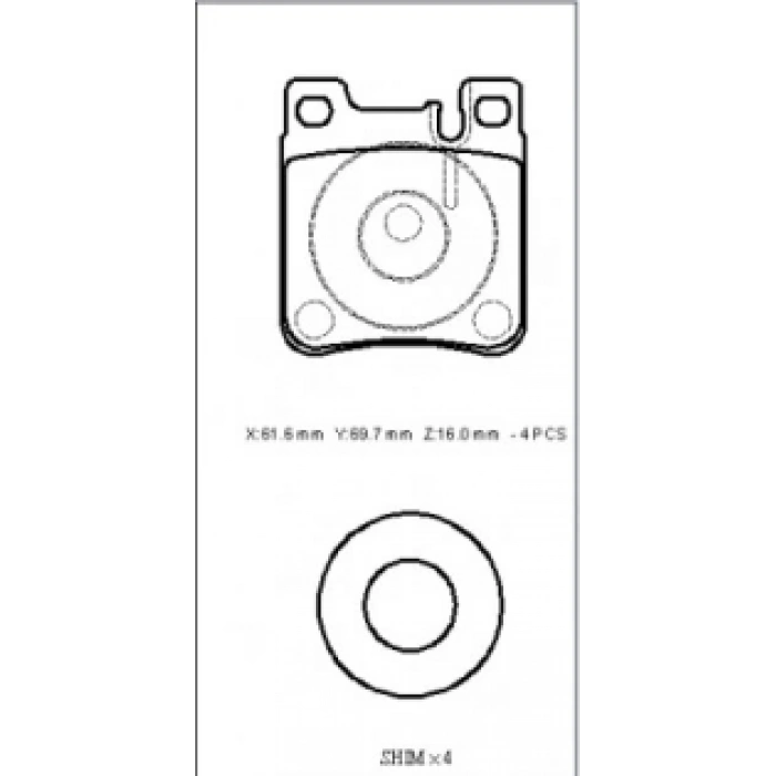 MERCEDES S SL CLASS- W140- 91/98; ARKA FREN BALATASI (KABLOSUZ)(DİSK) (61,6X69,7X16) (FMK)