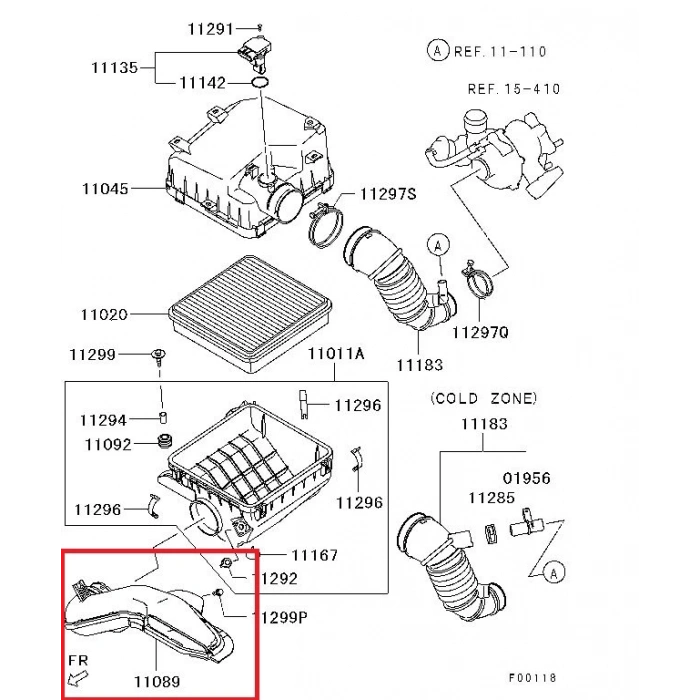 MITSUBISHI L200- PICK UP- 06/15; HAVA FİLTRE KUTUSU ALT GİRİŞ BORUSU (ORİJİNAL)