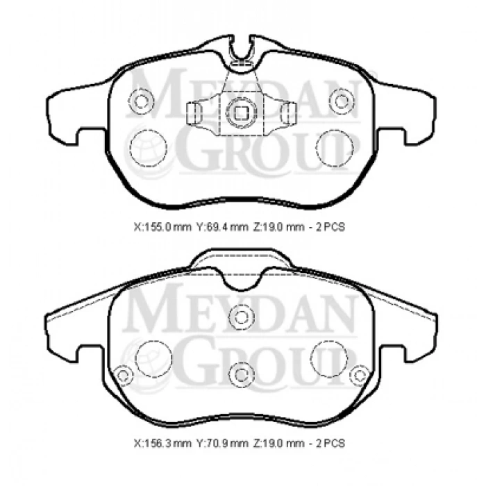 OPEL ASTRA- H- SD/HB- 04/14; ÖN FREN BALATASI 2,0 (KABLOSUZ)DİSK(155X69,4X19/15;6,3X70,9X19)(BRAMAX)