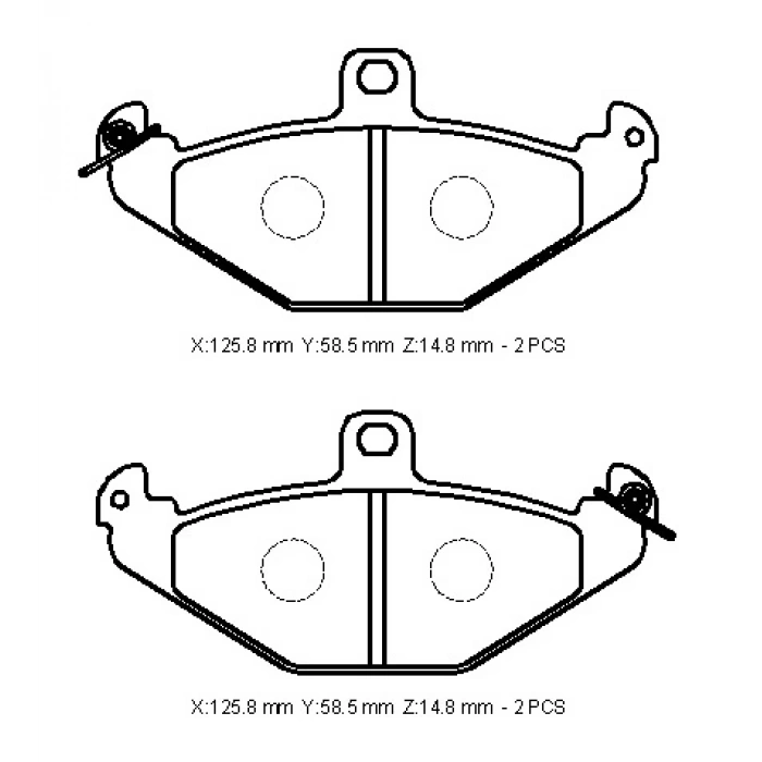 RENAULT LAGUNA- 99/01; ARKA FREN BALATASI (KABLOSUZ)(DİSK) (125,8X58,5X14,8) (FMK)