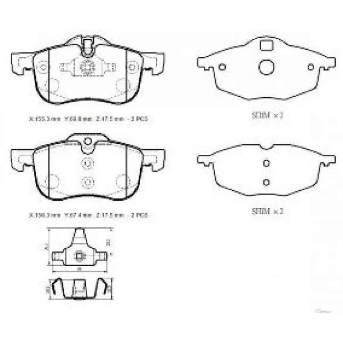 ROVER 75- SD- 00/04; ÖN FREN BALATASI 1,8/2,0/2,5 (KABLOSUZ)(DİSK)(155,4X70,5X18,5)(BRAMAX)