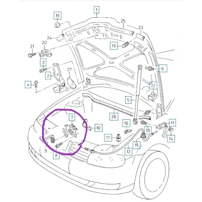SEAT LEON- 99/05; KAPUT DIŞ AÇMA MANDALI