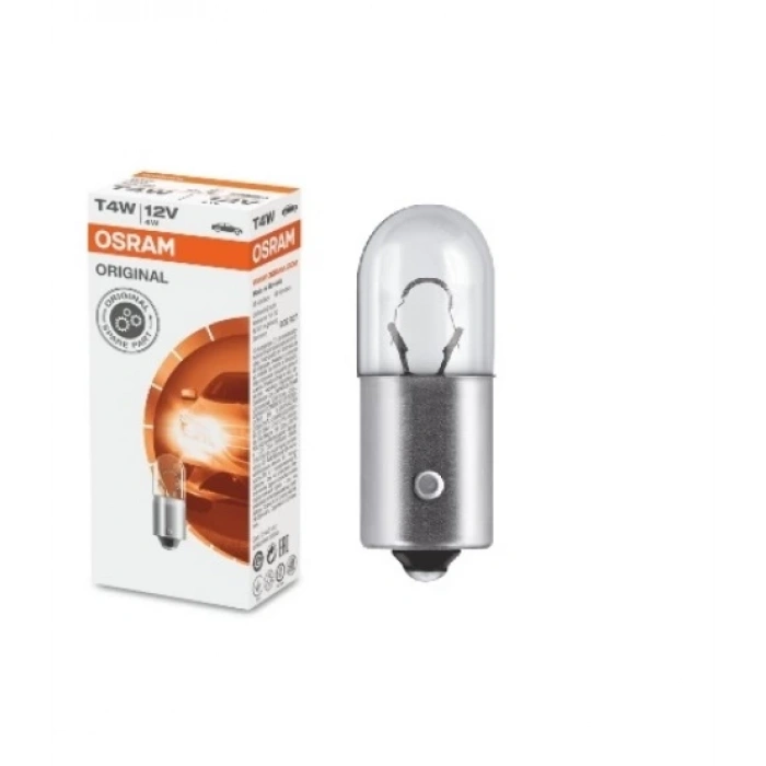 STANDART AMPUL- STOP/SİNYAL/PARK/GÖSTERGE AMPULÜ; 12V/T4W (3893) (DUY BA9S) (OSRAM)