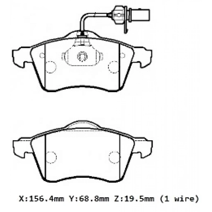 VOLKSWAGEN TRANSPORTER- T4- 96/01; ÖN FREN BALATASI 1,9/2,4/2.5(KABLOLU)DİSK)156,4X68,8X19,90)BRAMAX