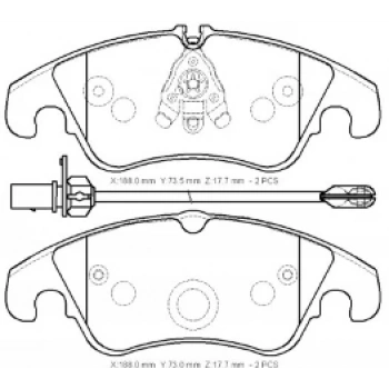 AUDI A5- 12/16; ÖN FREN BALATASI 1,8TSFI/2,0TFSI(1KABLOLU)(DİSK)(188X73.5X17.7/18;8X73X17.7)(BRAMAX)