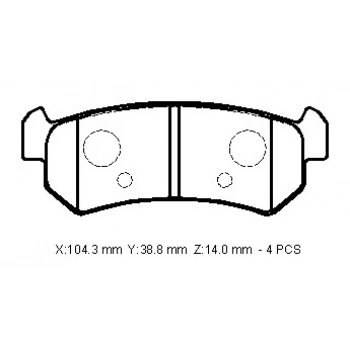 CHEVROLET REZZO- 04/06; ARKA FREN BALATASI (DİSK) (104,4X38,8X14)(BRAMAX)