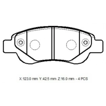 CITROEN C1- 07/13; ÖN FREN BALATASI (DİSK)(123X42,7X16)(BRAMAX)