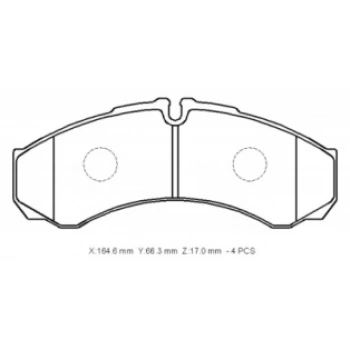 IVECO DAILY- 90/98; ÖN FREN BALATASI (KABLOSUZ)(DİSK) (164.6X66.3X17)(BRAMAX)