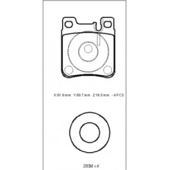 MERCEDES E CLASS- W210- 96/99; ARKA FREN BALATASI (KABLOSUZ)(DİSK) (61,6X69,7X16) (FMK)