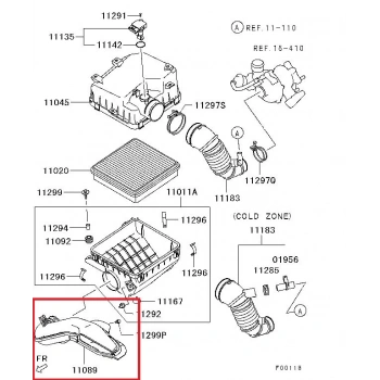 MITSUBISHI L200- PICK UP- 06/15; HAVA FİLTRE KUTUSU ALT GİRİŞ BORUSU (ORİJİNAL)